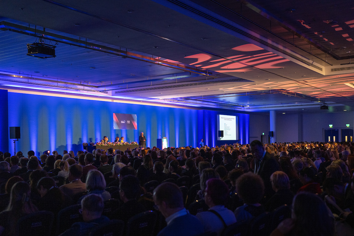 Linda Aiken, Professor of Nursing, University of Pennsylvania, speaks at the Opening Key Session in Platinum 1-2-3-4. EWMA 2024, London, UK. 1st May 2024. Photo: Adam Warner